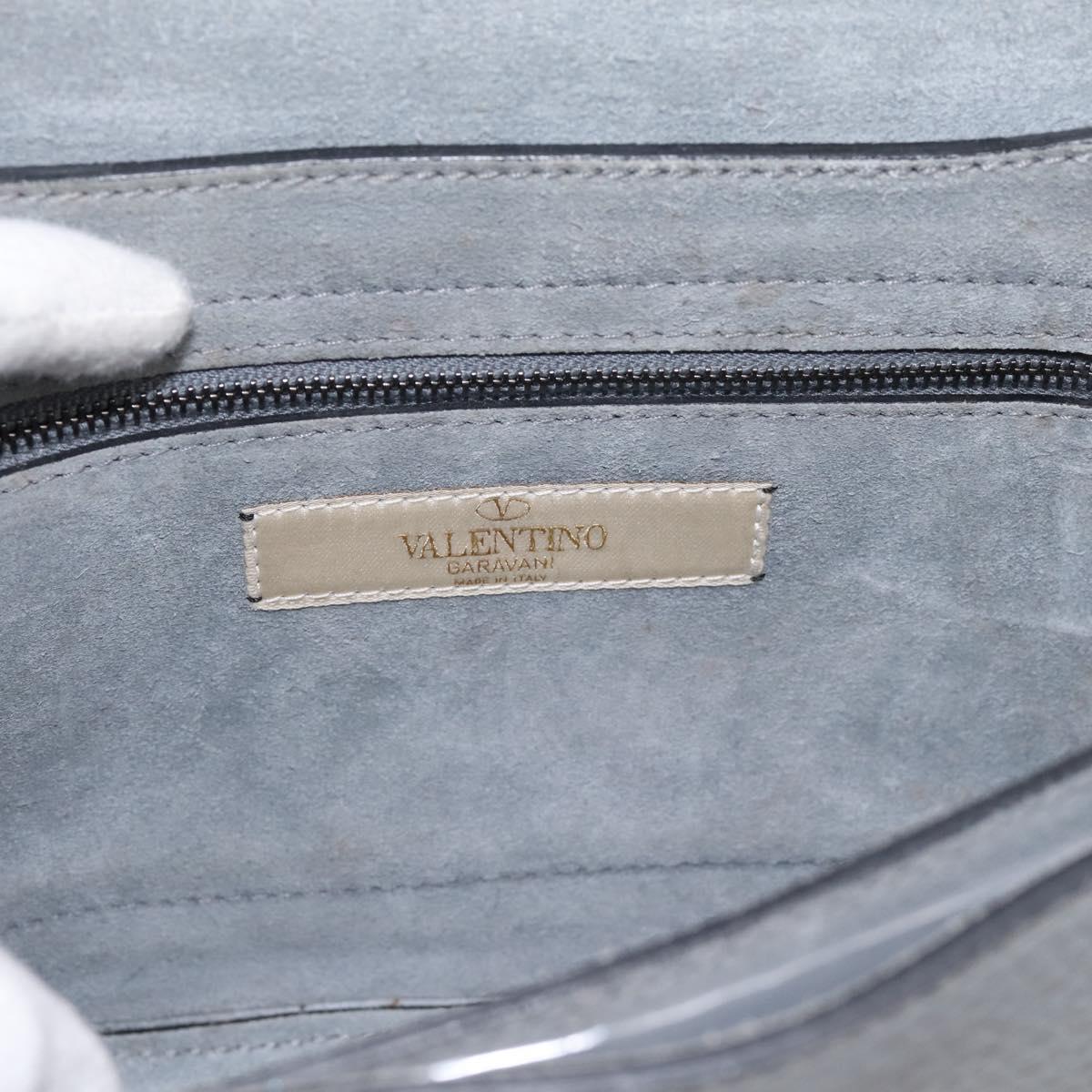 VALENTINO Shoulder Bag Leather Gray Blue Auth 202167