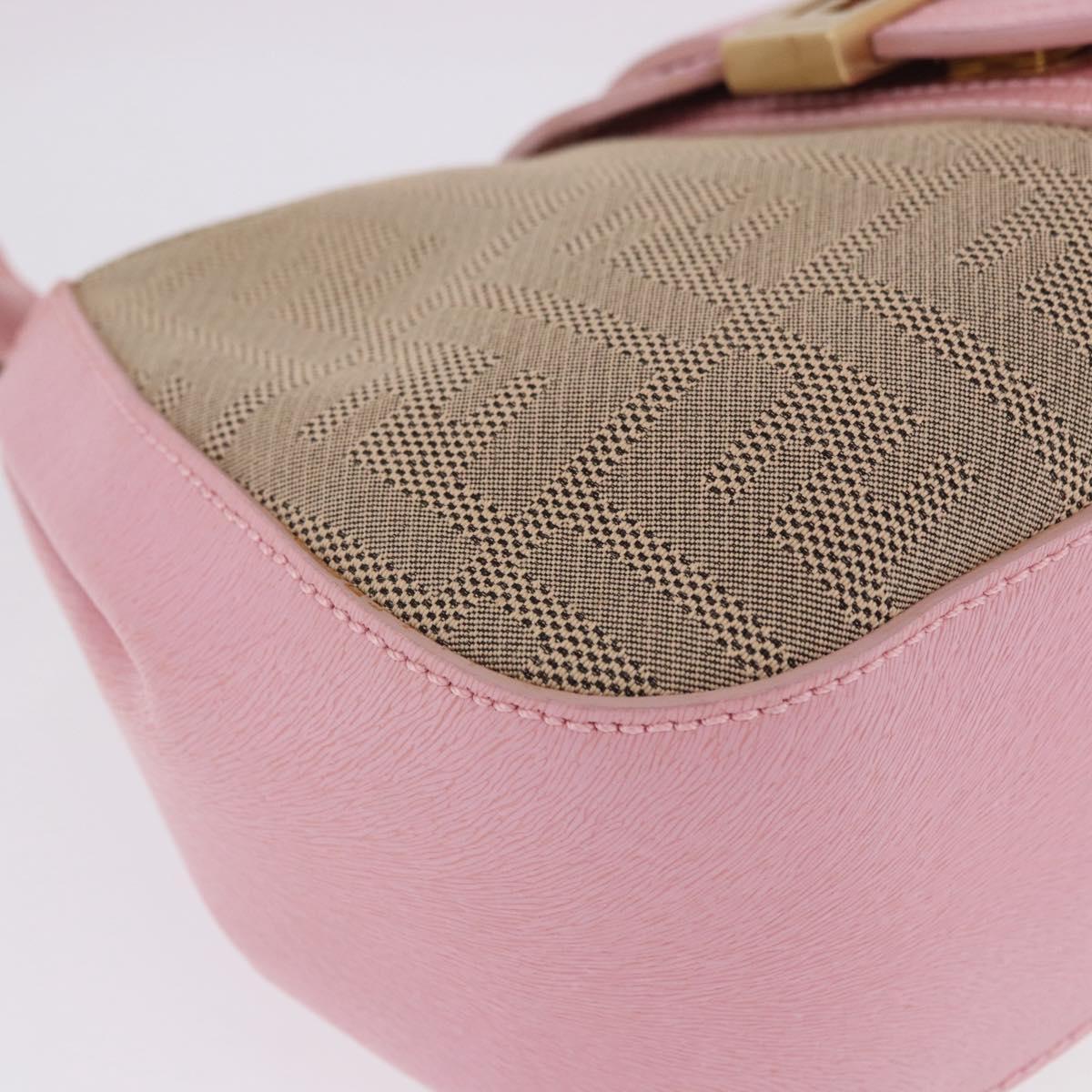FENDI Zucca Canvas Shoulder Bag Pink Gold Auth 202168V