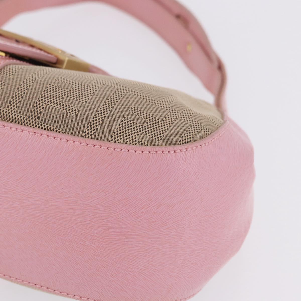 FENDI Zucca Canvas Shoulder Bag Pink Gold Auth 202168V