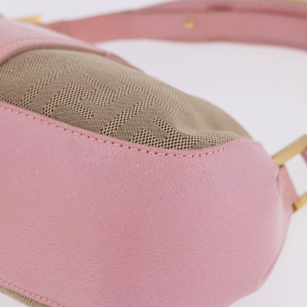 FENDI Zucca Canvas Shoulder Bag Pink Gold Auth 202168V