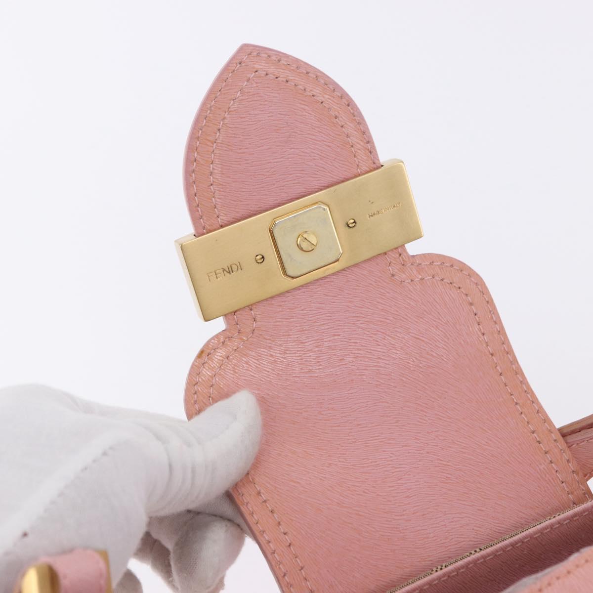 FENDI Zucca Canvas Shoulder Bag Pink Gold Auth 202168V