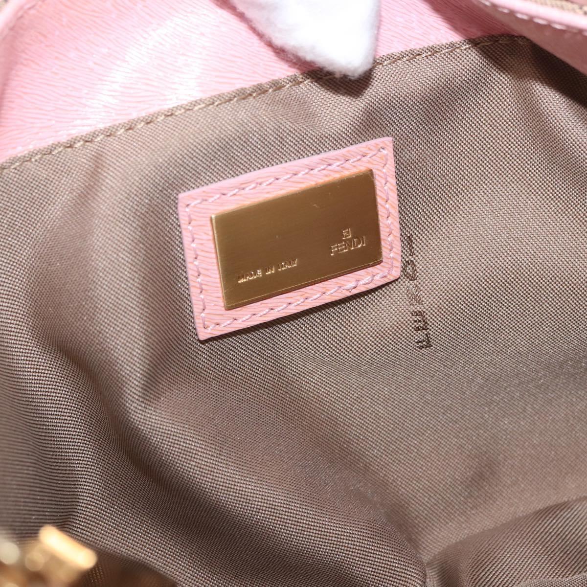 FENDI Zucca Canvas Shoulder Bag Pink Gold Auth 202168V