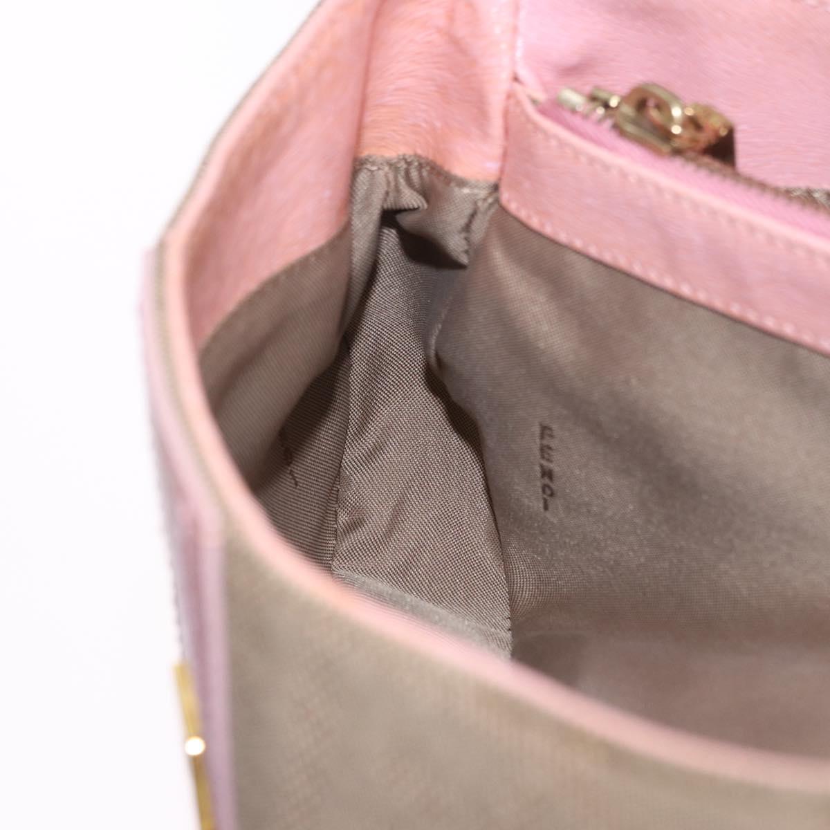 FENDI Zucca Canvas Shoulder Bag Pink Gold Auth 202168V