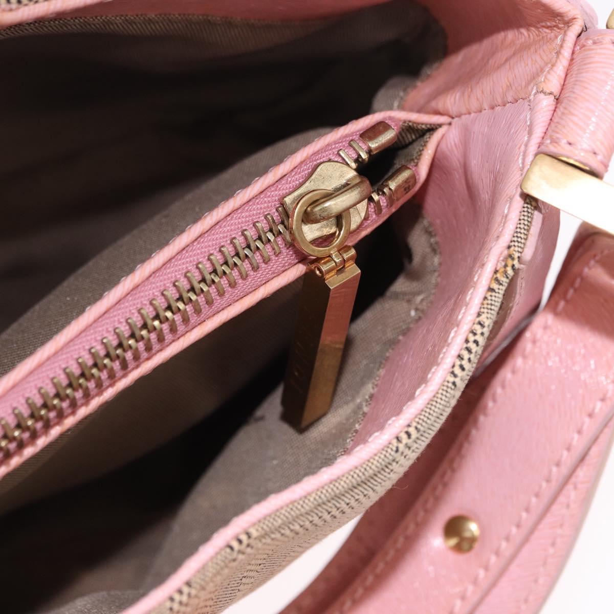 FENDI Zucca Canvas Shoulder Bag Pink Gold Auth 202168V