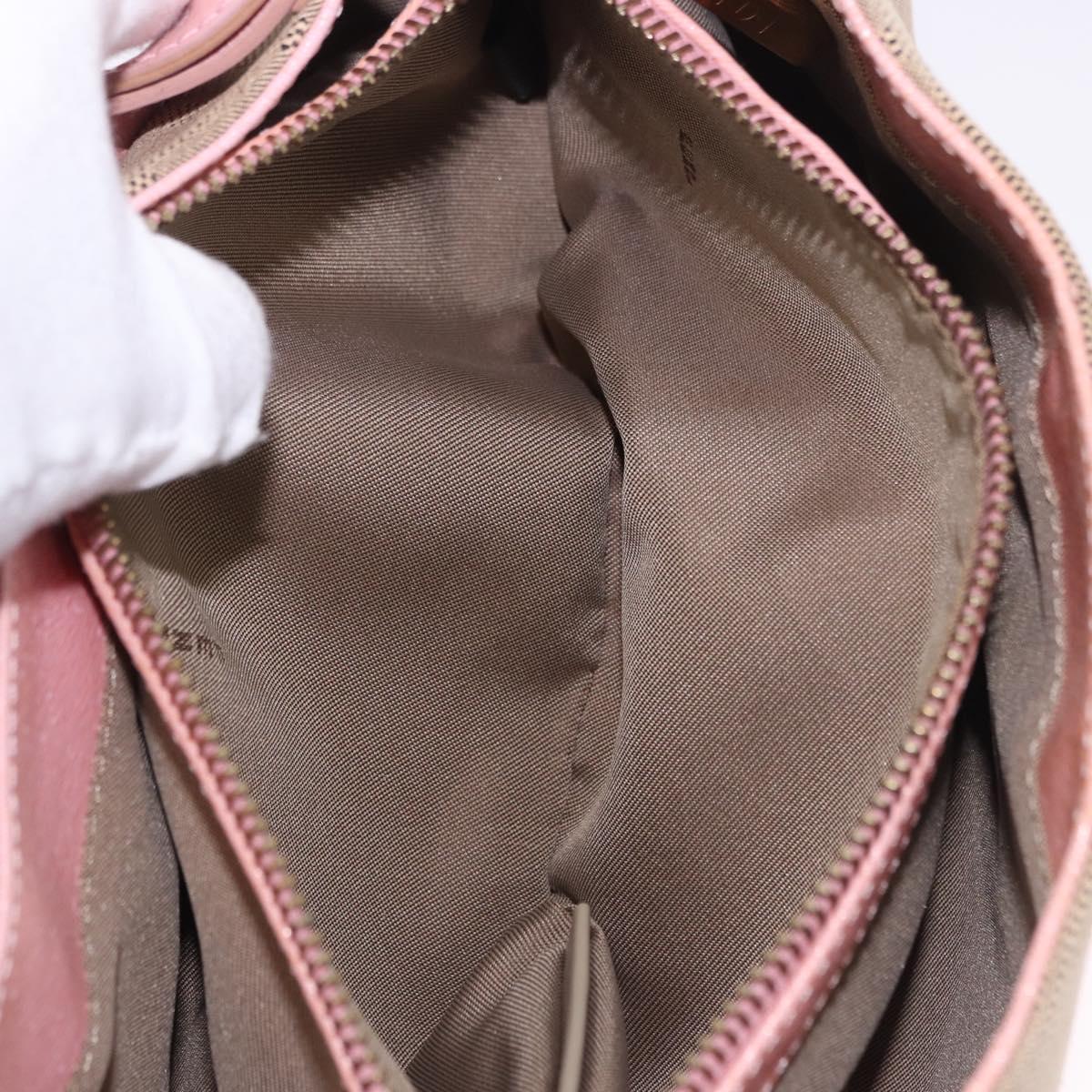 FENDI Zucca Canvas Shoulder Bag Pink Gold Auth 202168V