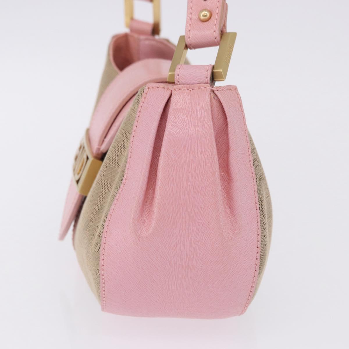 FENDI Zucca Canvas Shoulder Bag Pink Gold Auth 202168V