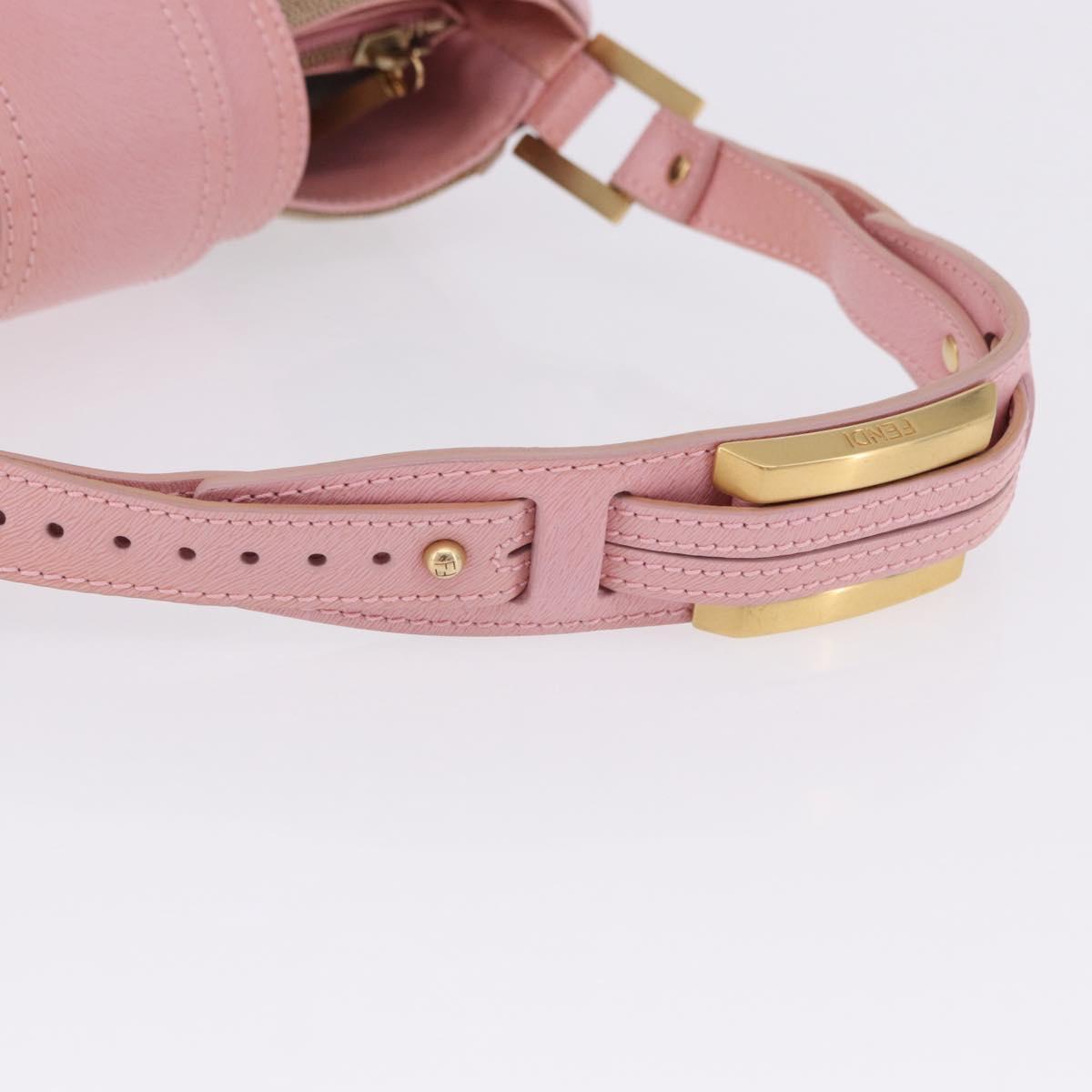 FENDI Zucca Canvas Shoulder Bag Pink Gold Auth 202168V