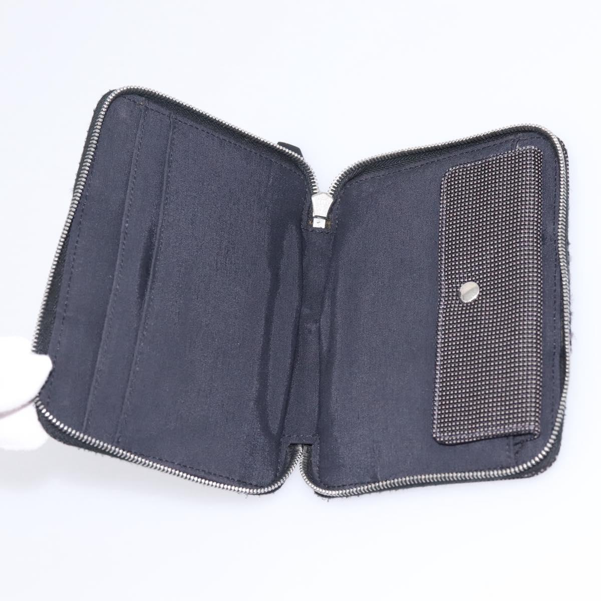 HERMES Her Line Perth PM Wallet Canvas Gray Silver Auth 202172A