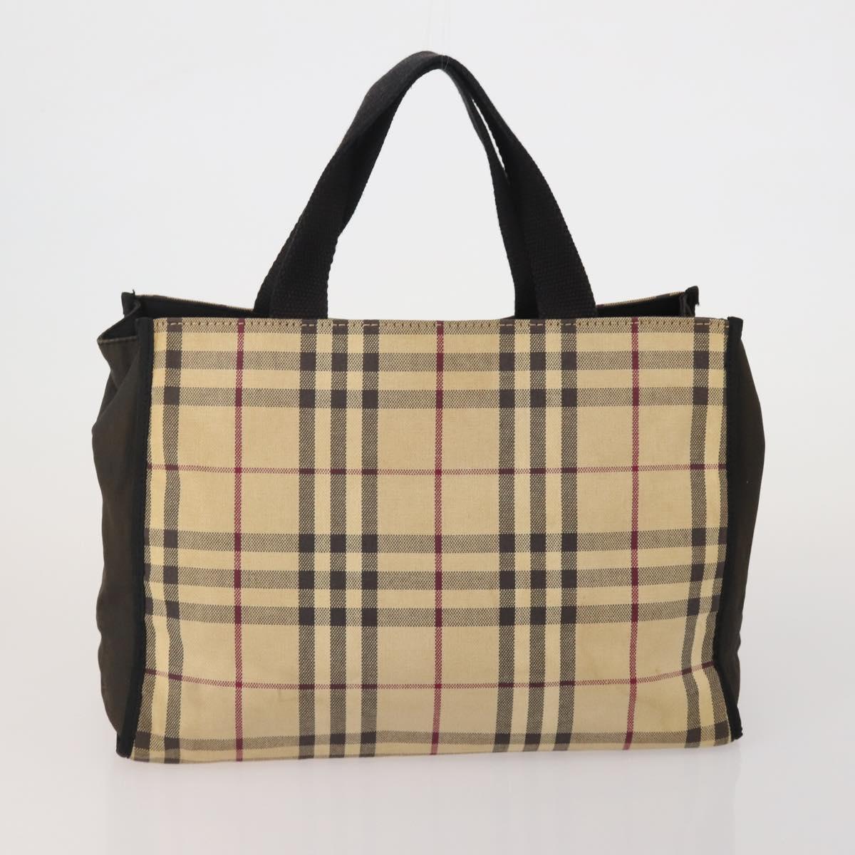 BURBERRY Nova Check Hand Bag Canvas 3 Set Beige Blue Auth 202176
