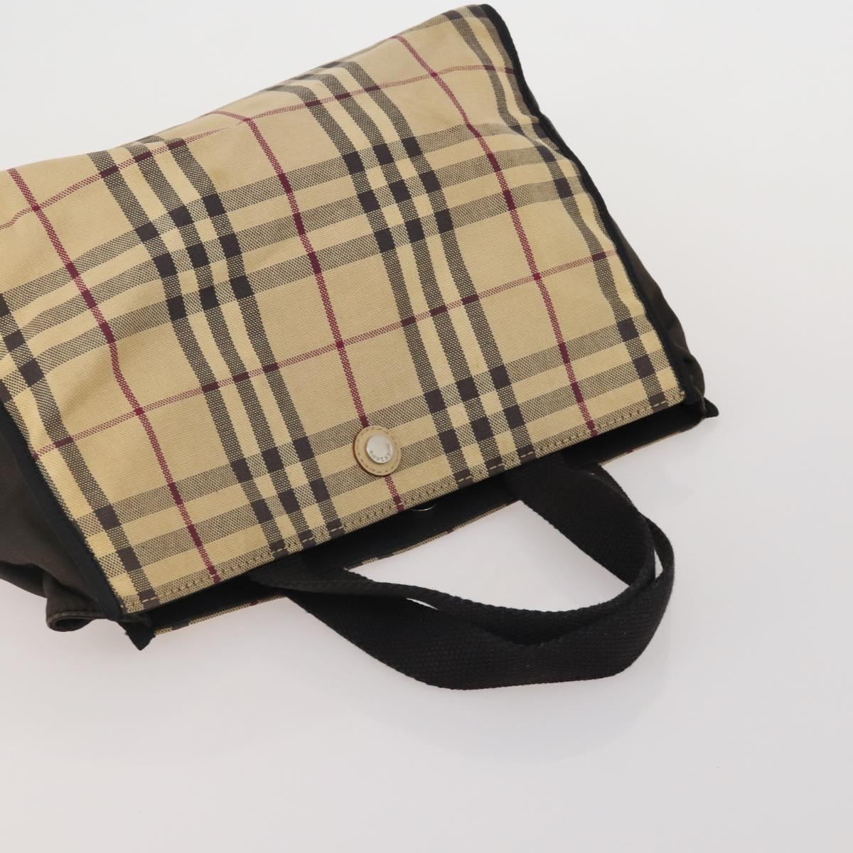 BURBERRY Nova Check Hand Bag Canvas 3 Set Beige Blue Auth 202176