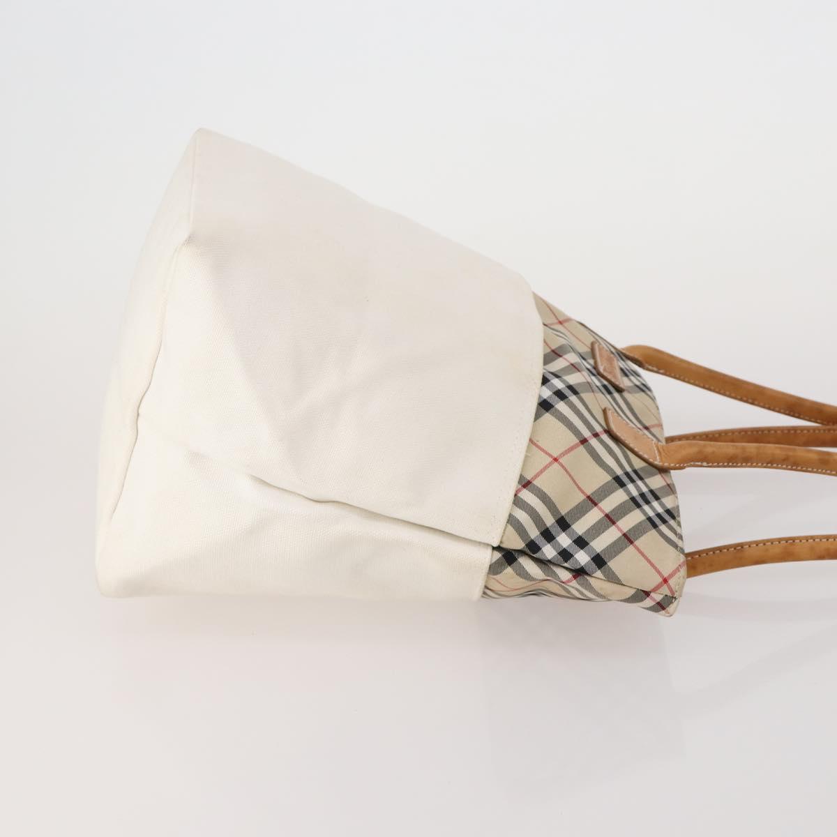 BURBERRY Nova Check Hand Bag Canvas 3 Set Beige Blue Auth 202176