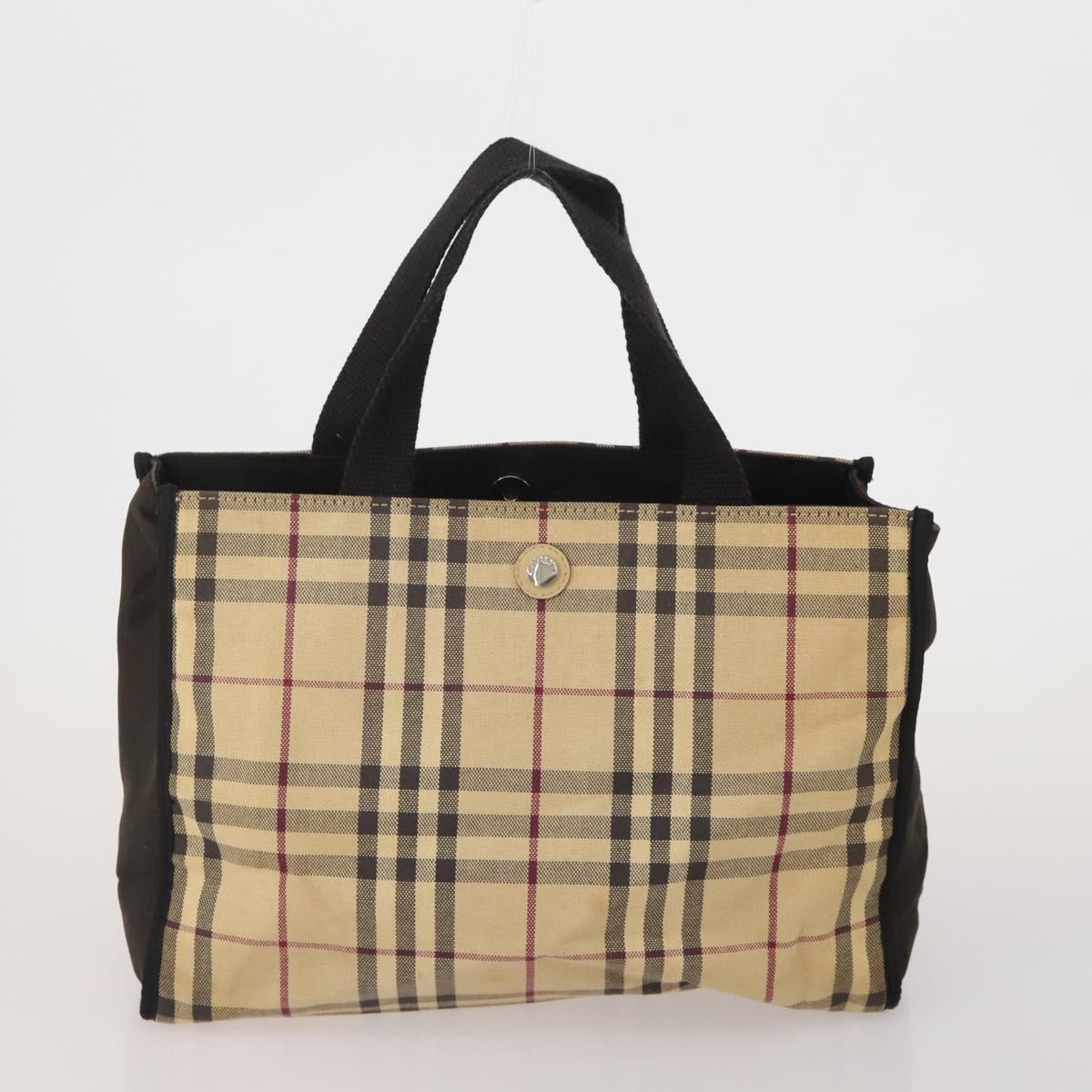 BURBERRY Nova Check Hand Bag Canvas 3 Set Beige Blue Auth 202176