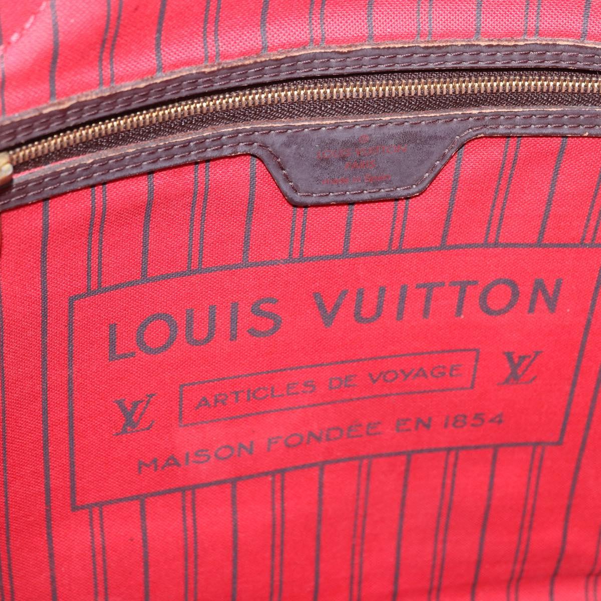LOUIS VUITTON Damier Ebene Neverfull MM Tote Bag N51105 LV Auth 202177