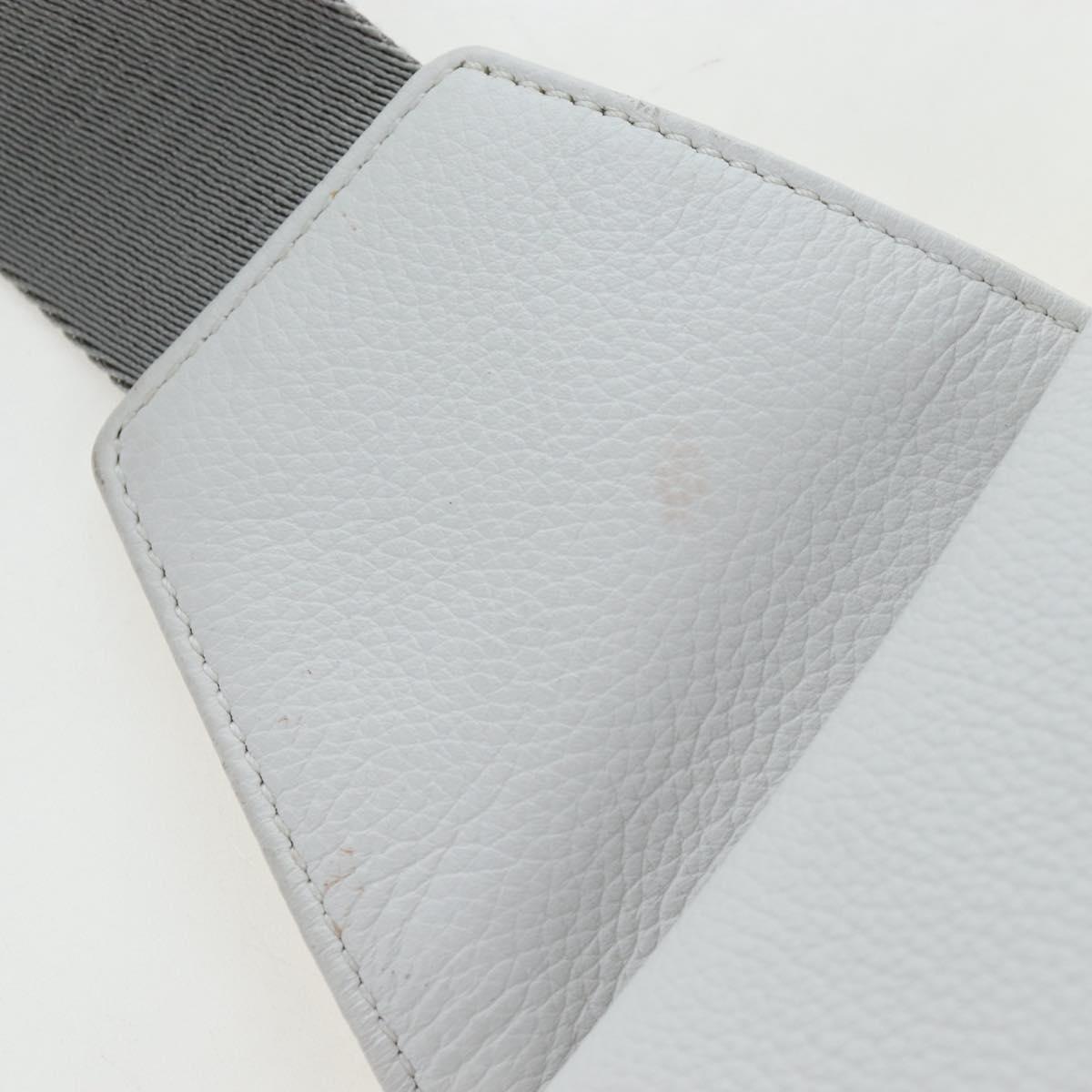 Christian Dior Saddle Shoulder Bag Leather White Silver Auth 202179V