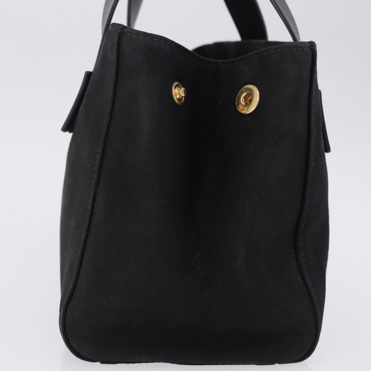 Miu Miu Hand Bag Canvas Black Gold Tone Auth 202181A