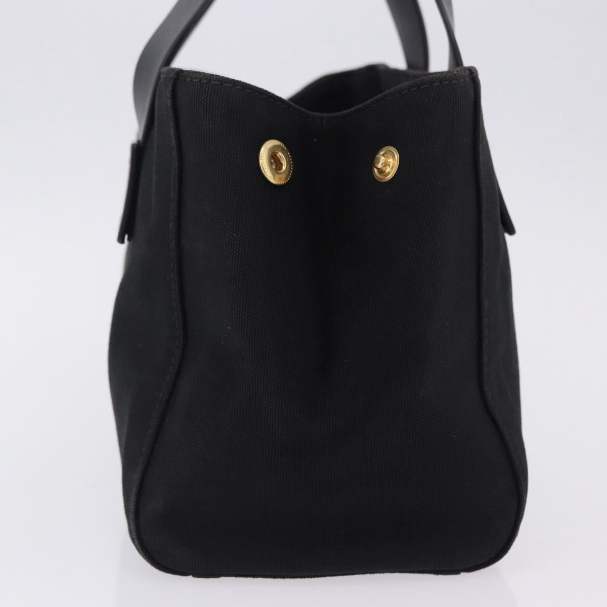 Miu Miu Hand Bag Canvas Black Gold Tone Auth 202181A
