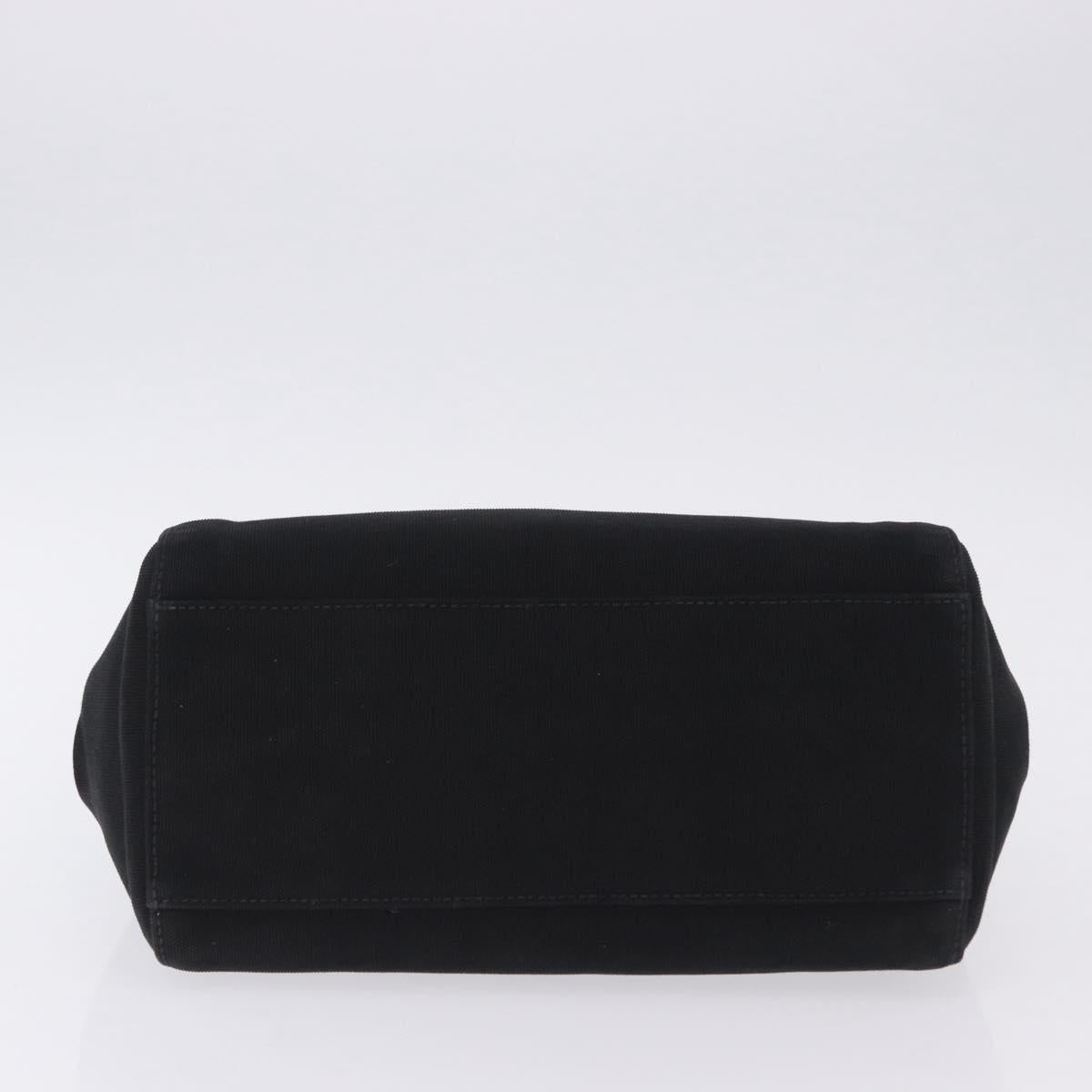 Miu Miu Hand Bag Canvas Black Gold Tone Auth 202181A