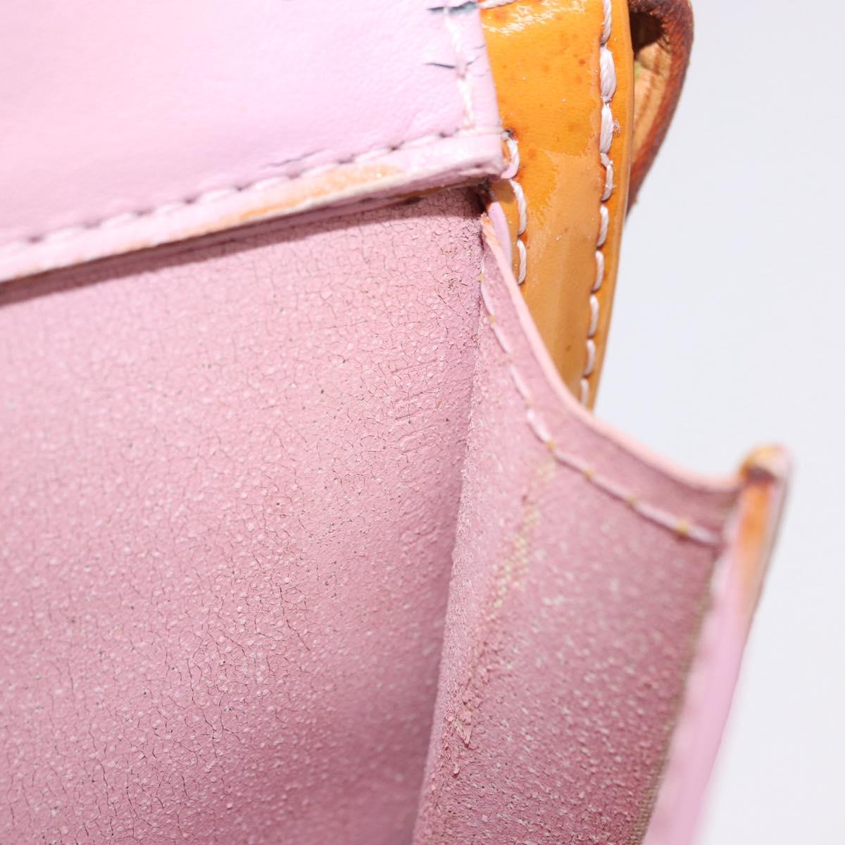 LOUIS VUITTON Monogram Vernis Motto Accessory Pouch Rose M91034 LV Auth 202182