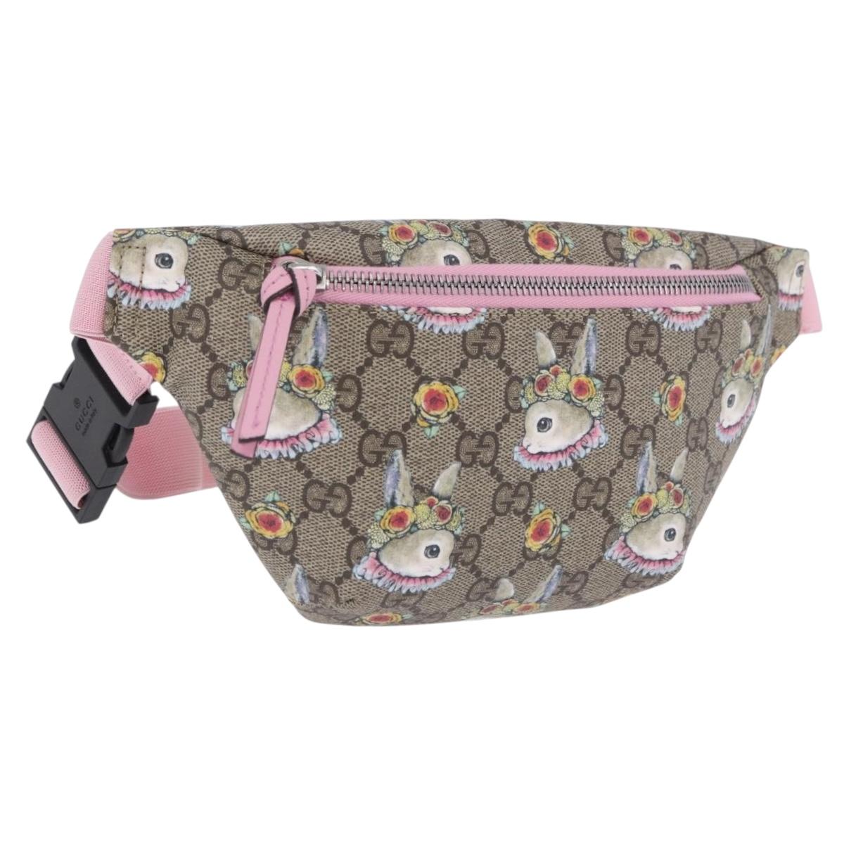 GUCCI GG Supreme Children's Body Bag PVC Pink Silver 502095 Auth 202183M