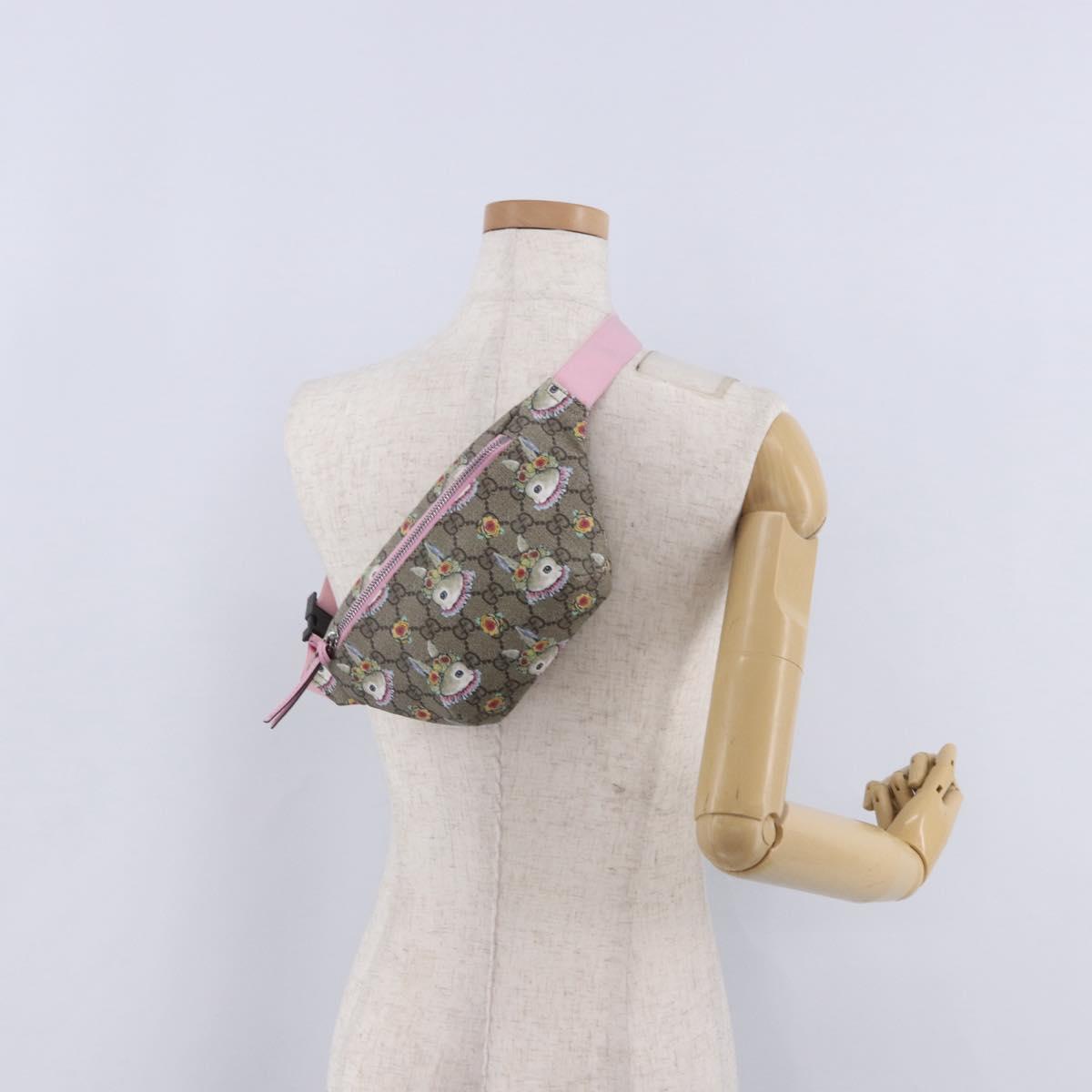 GUCCI GG Supreme Children's Body Bag PVC Pink Silver 502095 Auth 202183M