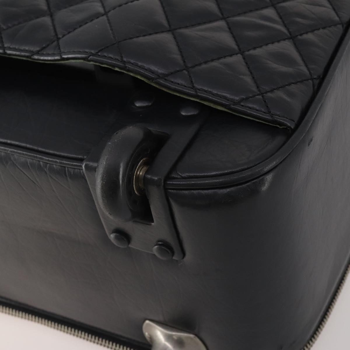 CHANEL Matelasse Suitcase Leather Black Silver CC Auth 202184