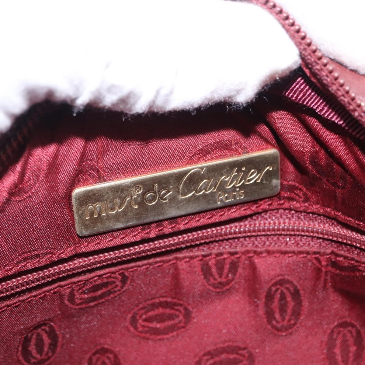 CARTIER Must Line Shoulder Bag Leather Bordeaux Gold Tone Auth 202185V