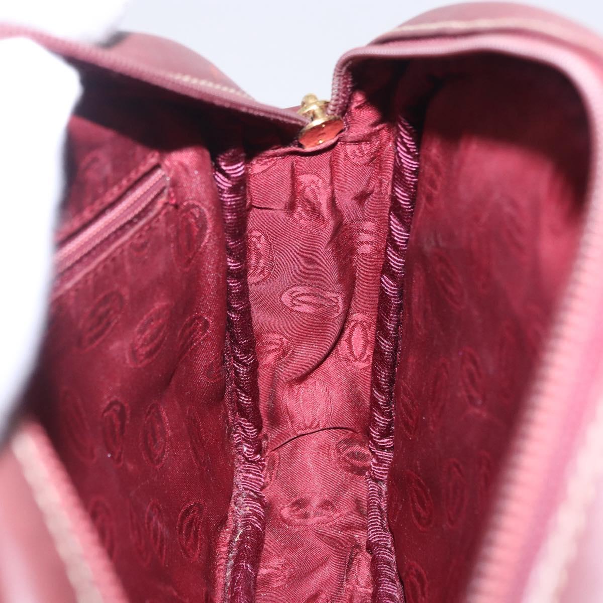 CARTIER Must Line Shoulder Bag Leather Bordeaux Gold Tone Auth 202185V