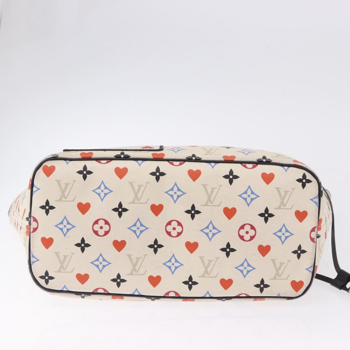 LOUIS VUITTON Monogram Game On Neverfull MM Tote Bag White M57462 LV Auth 202187