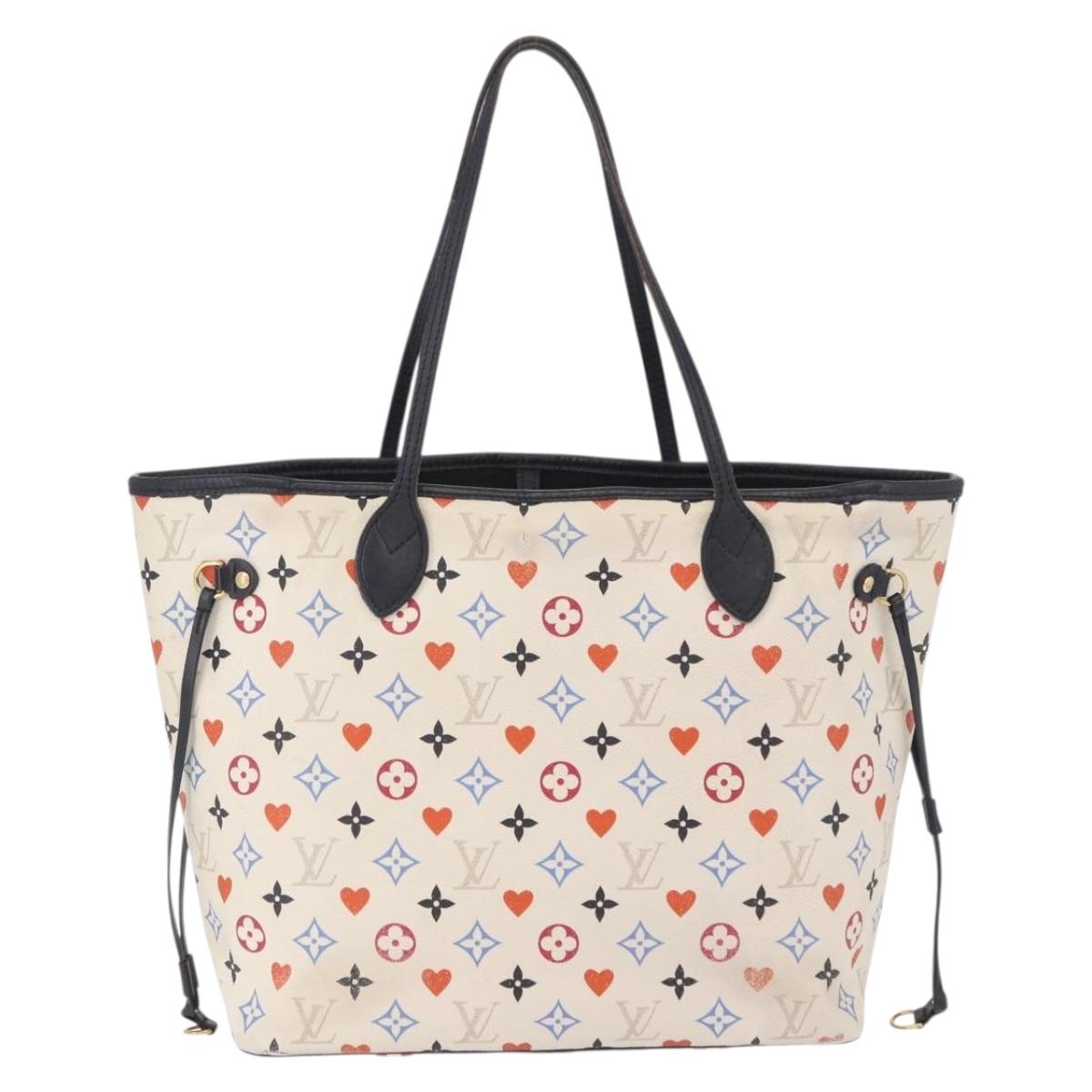 LOUIS VUITTON Monogram Game On Neverfull MM Tote Bag White M57462 LV Auth 202187