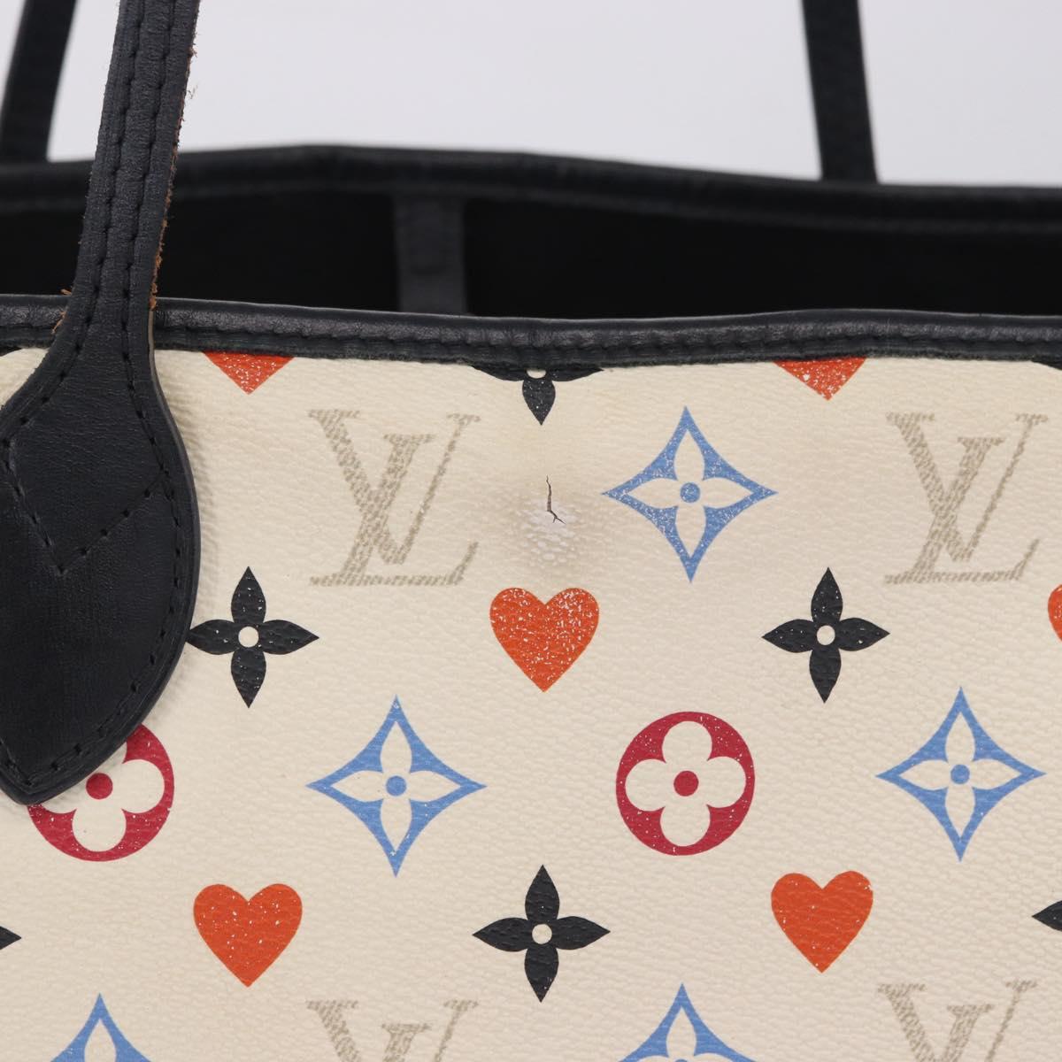 LOUIS VUITTON Monogram Game On Neverfull MM Tote Bag White M57462 LV Auth 202187