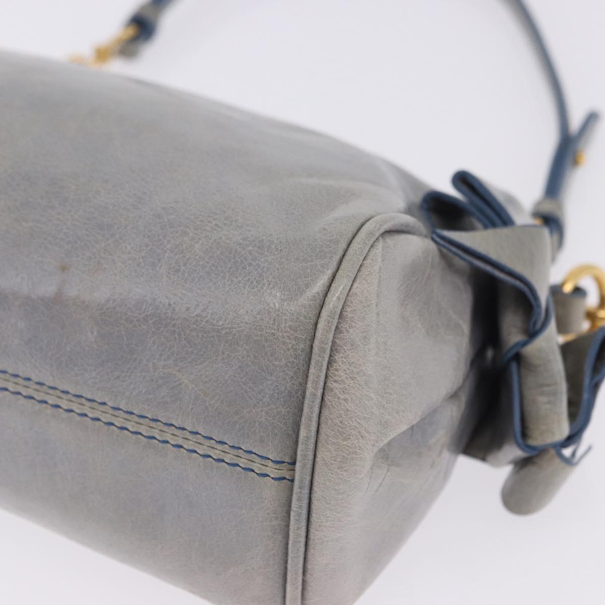 Miu Miu Shoulder Bag Vitellolux Light Blue Gold Auth 202191M