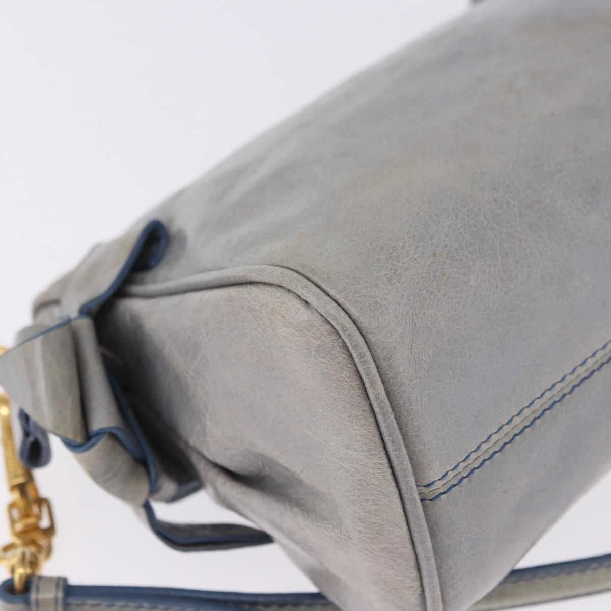 Miu Miu Shoulder Bag Vitellolux Light Blue Gold Auth 202191M