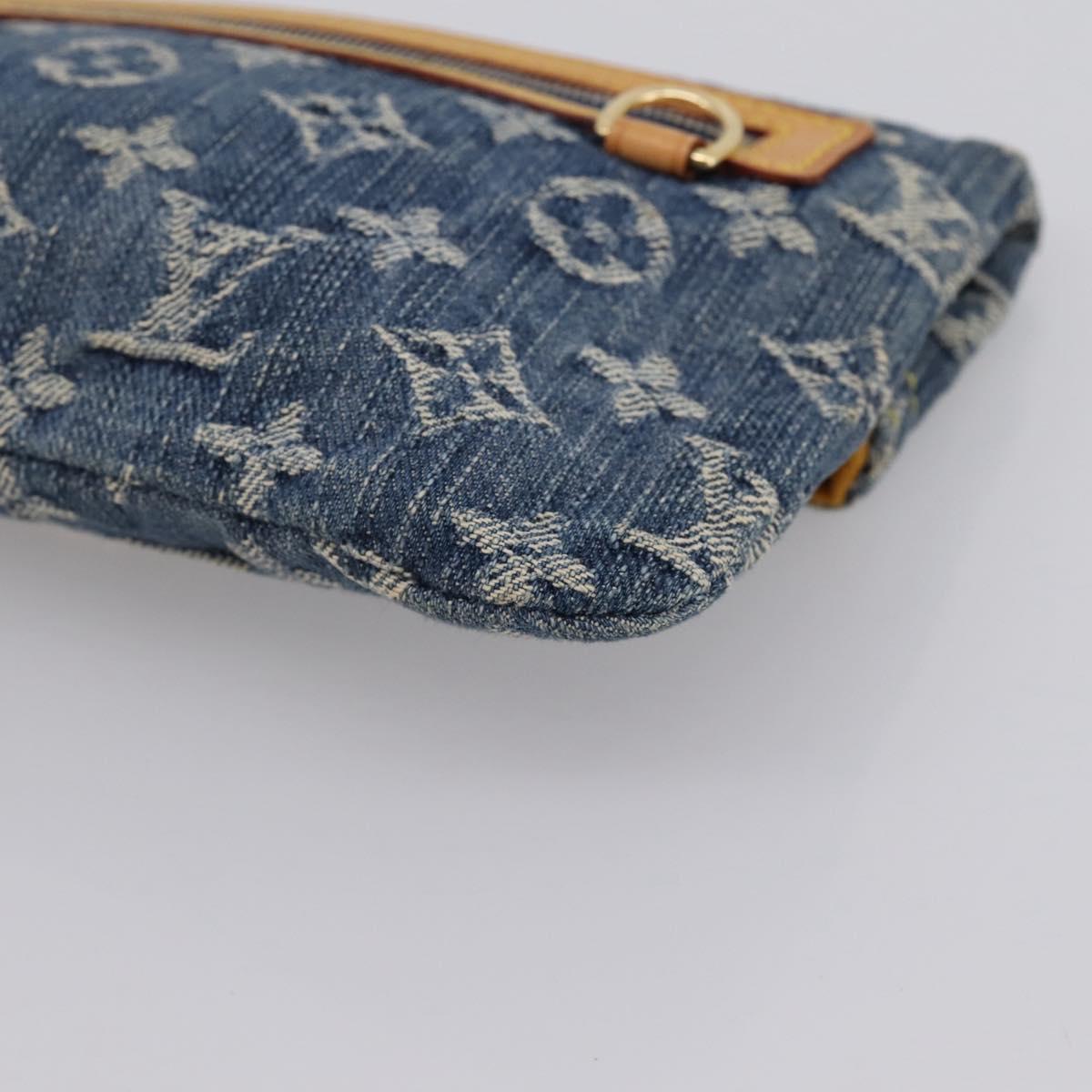 LOUIS VUITTON Monogram Denim Pochette Plat Clutch Bag Blue M95007 Auth 202197V