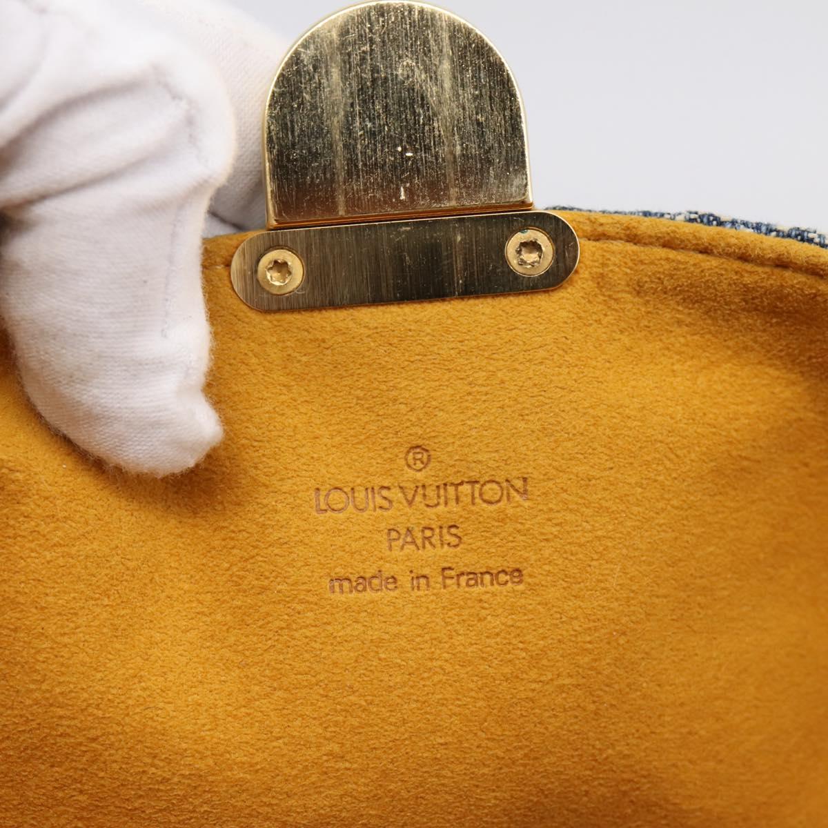 LOUIS VUITTON Monogram Denim Pochette Plat Clutch Bag Blue M95007 Auth 202197V