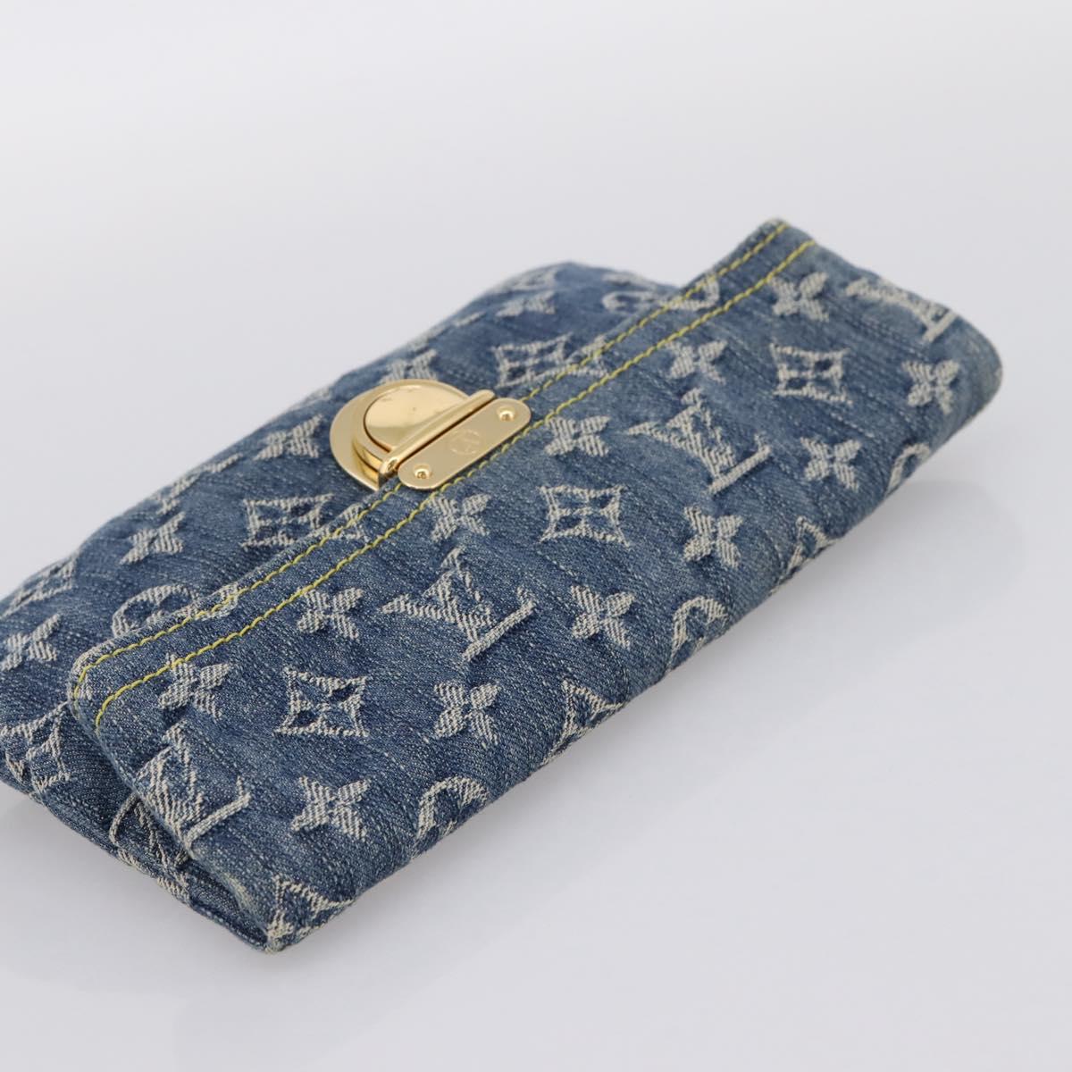 LOUIS VUITTON Monogram Denim Pochette Plat Clutch Bag Blue M95007 Auth 202197V