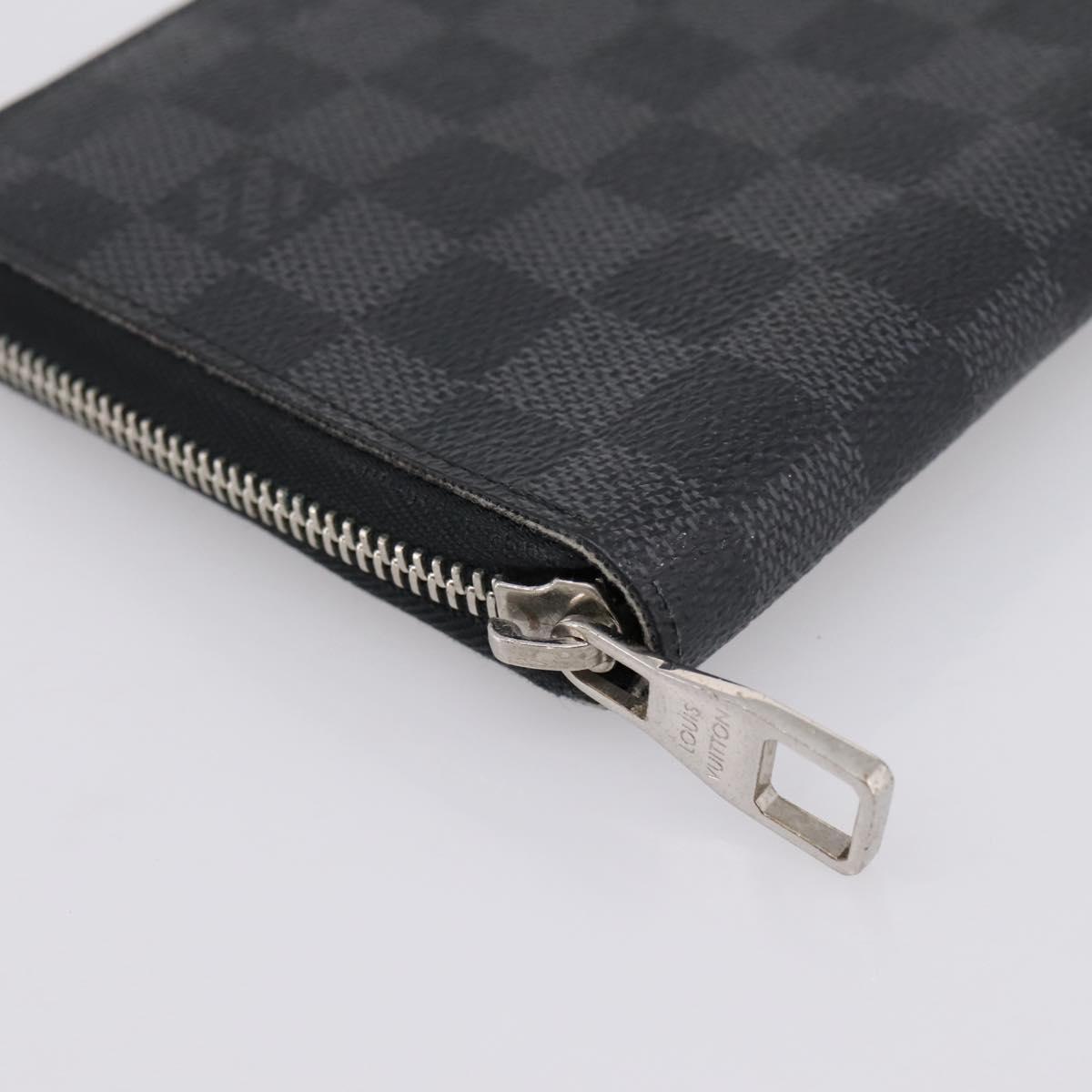 LOUIS VUITTON Damier Graphite Zippy Organizer Long Wallet N63077 LV Auth 202198