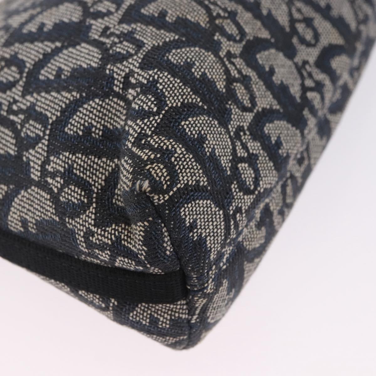 Christian Dior Trotter Canvas Accessory Pouch Navy Silver Auth 202199A
