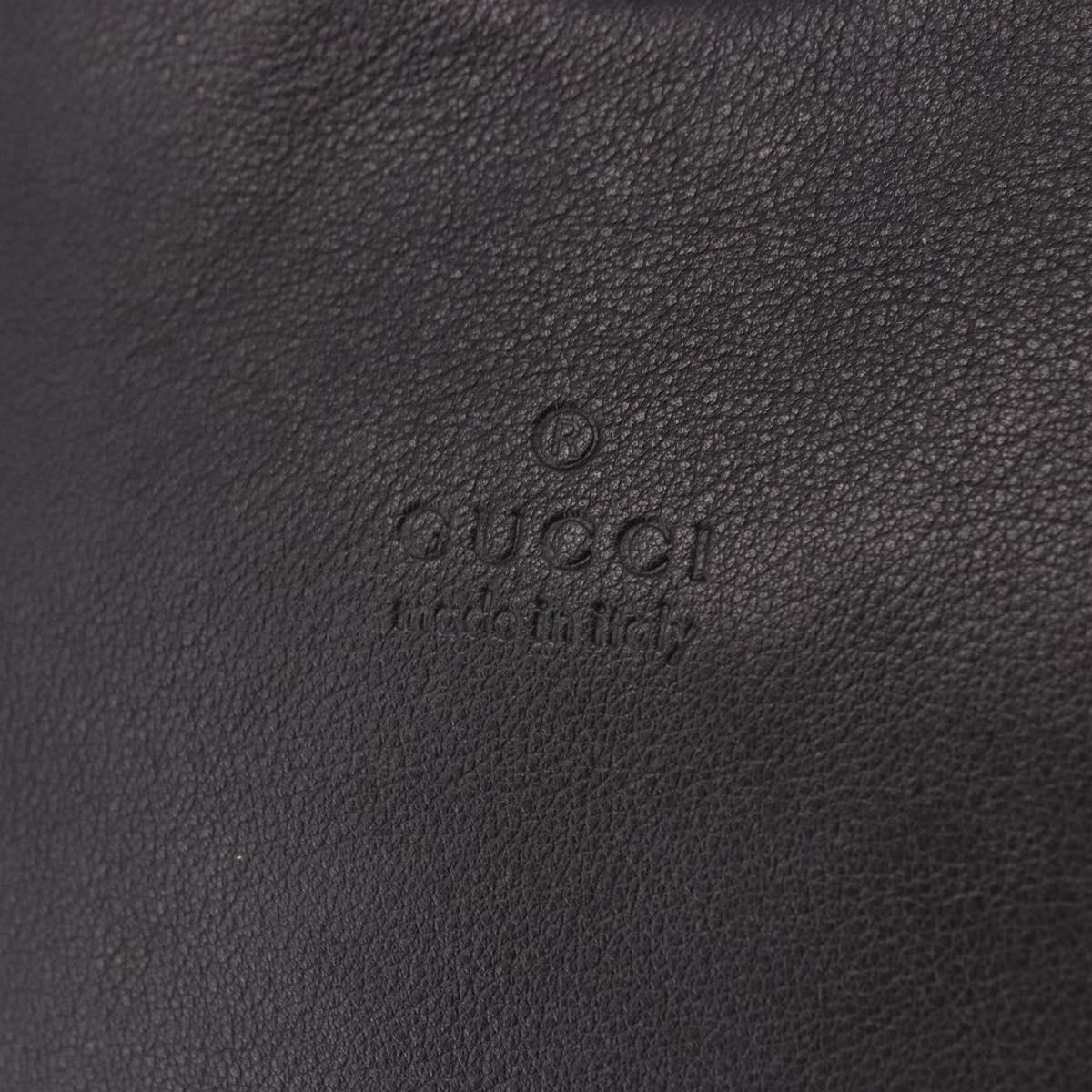 GUCCI Bamboo Shoulder Bag Leather Dark Brown Silver 001 3244 Auth 202214A