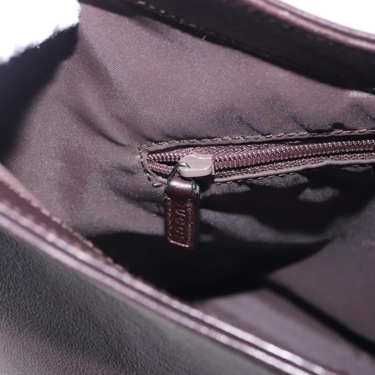 GUCCI Bamboo Shoulder Bag Leather Dark Brown Silver 001 3244 Auth 202214A