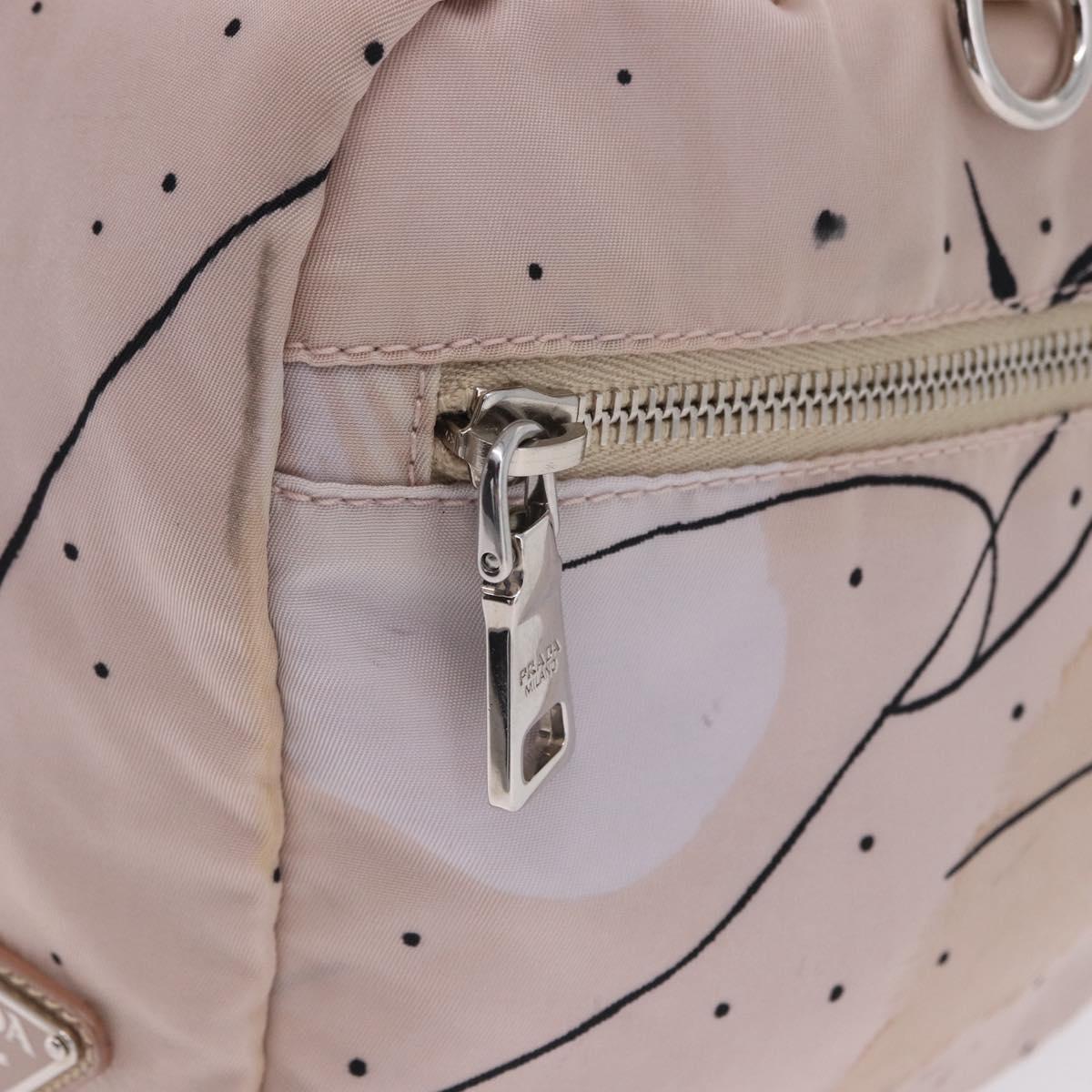 PRADA Tote Bag Nylon Pink Silver Auth 202215