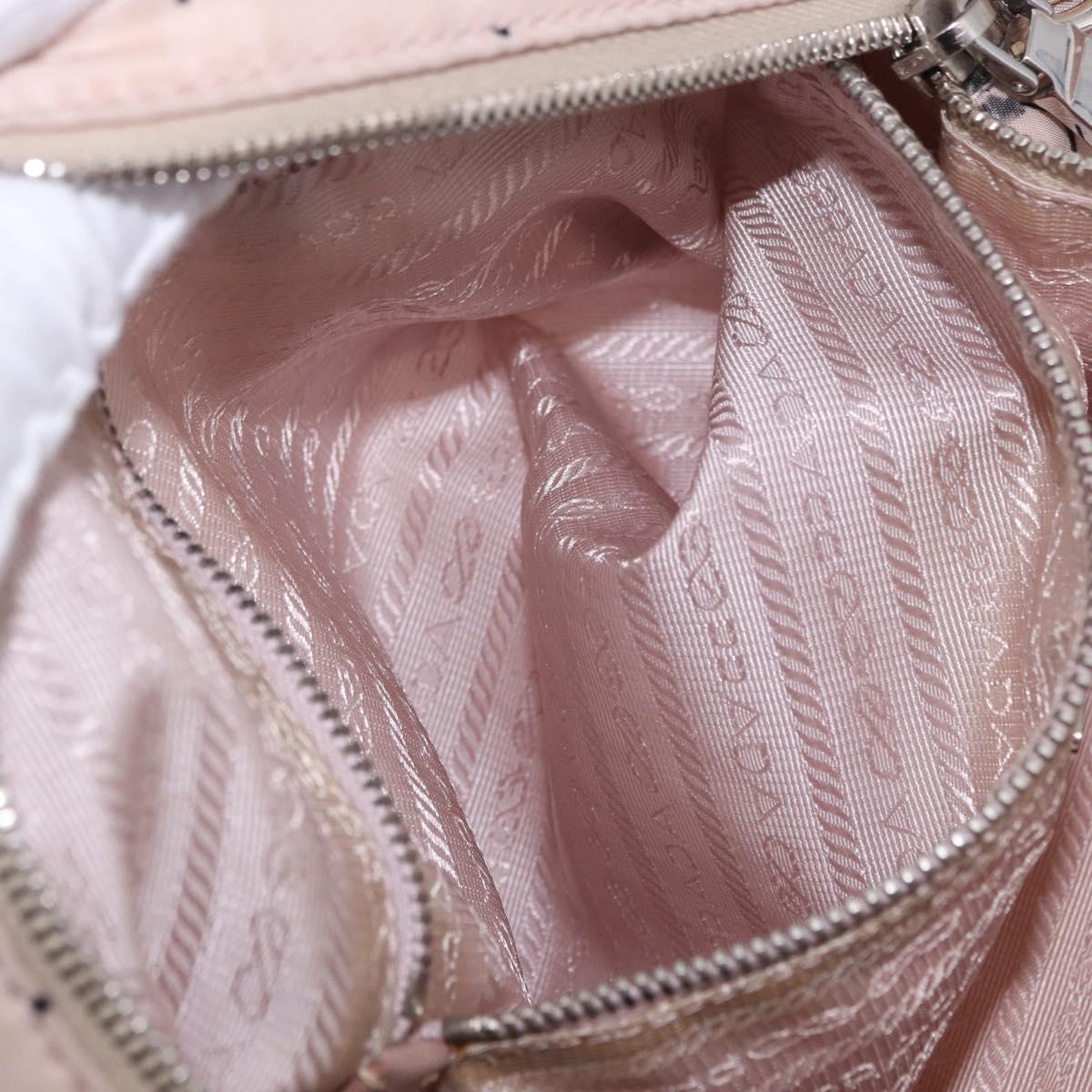PRADA Tote Bag Nylon Pink Silver Auth 202215