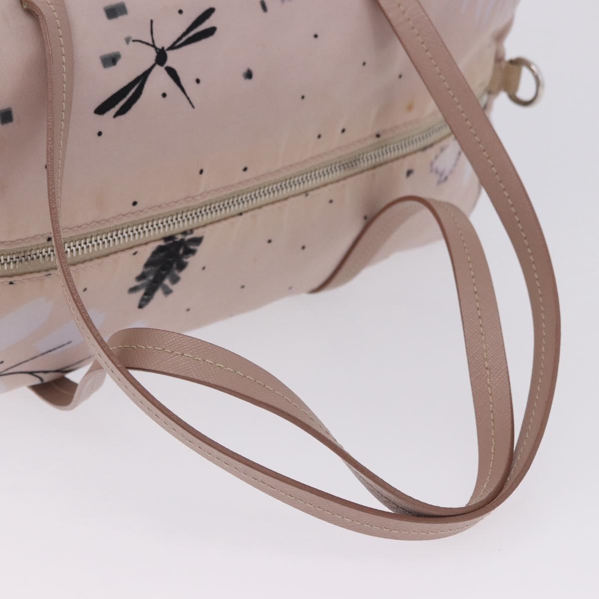 PRADA Tote Bag Nylon Pink Silver Auth 202215