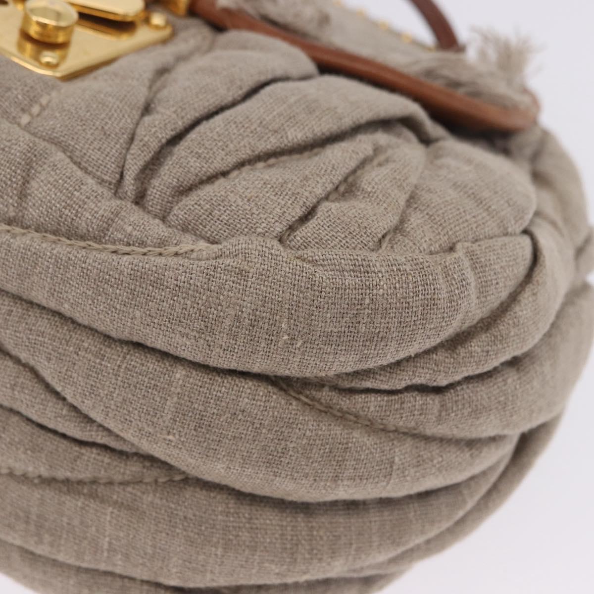 Miu Miu Matelasse Chain Shoulder Bag Canvas Beige Gold Auth 202216V