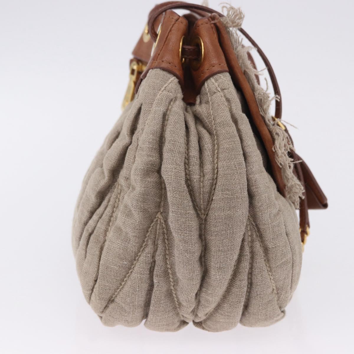 Miu Miu Matelasse Chain Shoulder Bag Canvas Beige Gold Auth 202216V