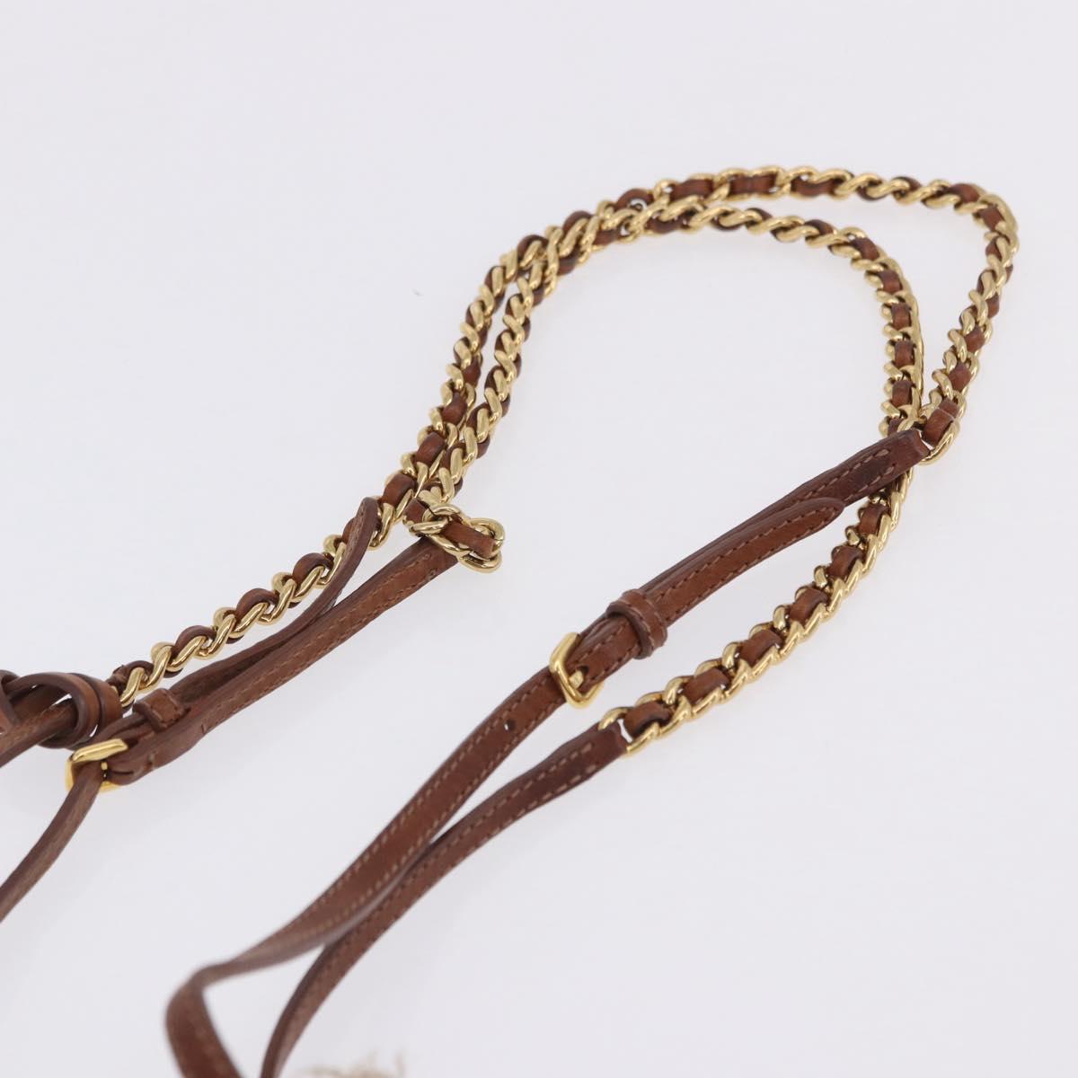 Miu Miu Matelasse Chain Shoulder Bag Canvas Beige Gold Auth 202216V