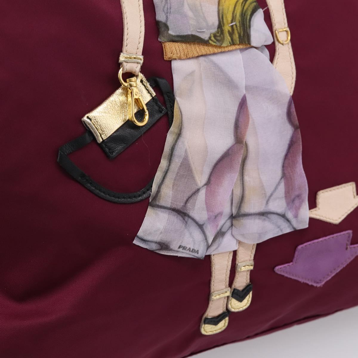 PRADA Tote Bag Nylon Purple Gold Tone Auth 202217A