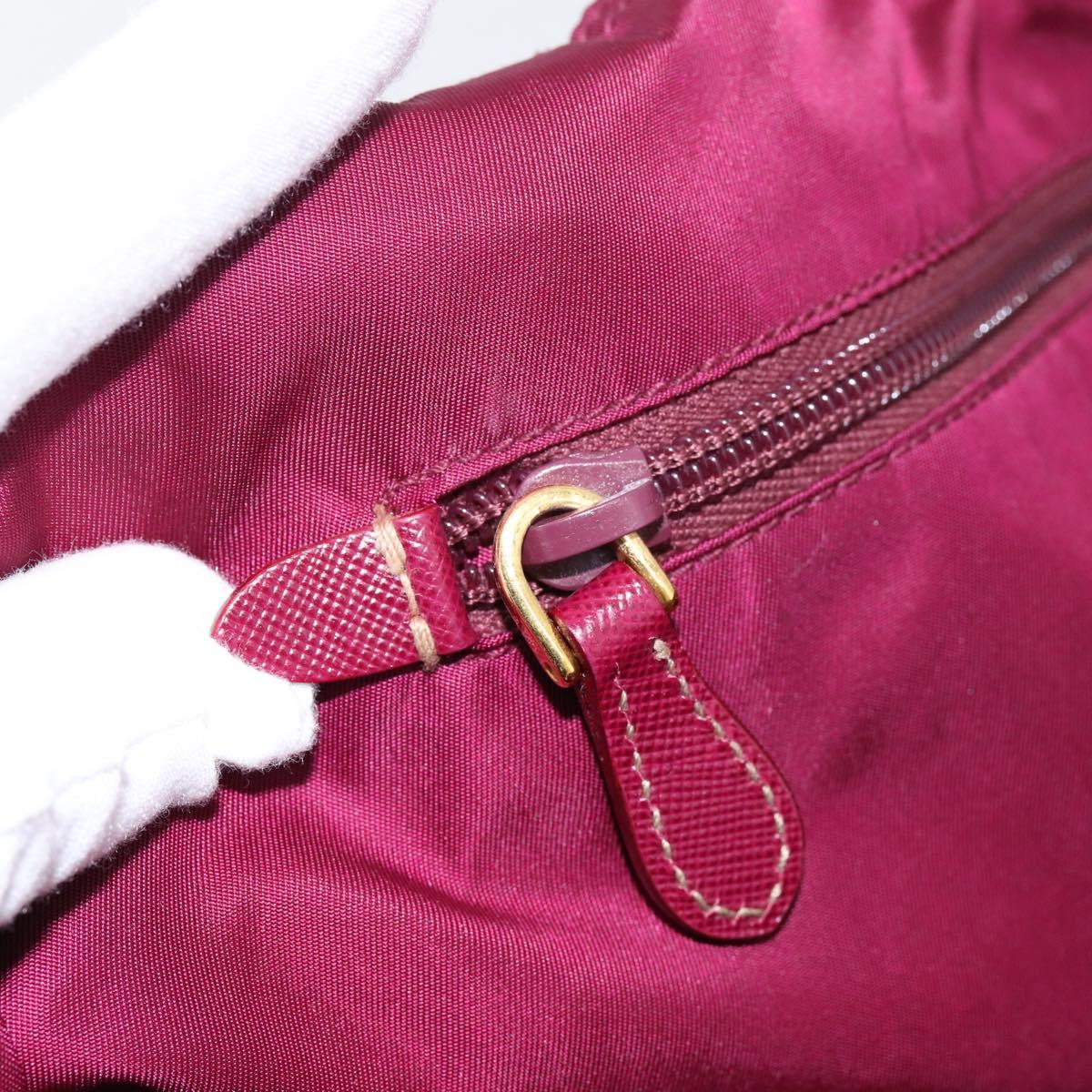 PRADA Tote Bag Nylon Purple Gold Tone Auth 202217A