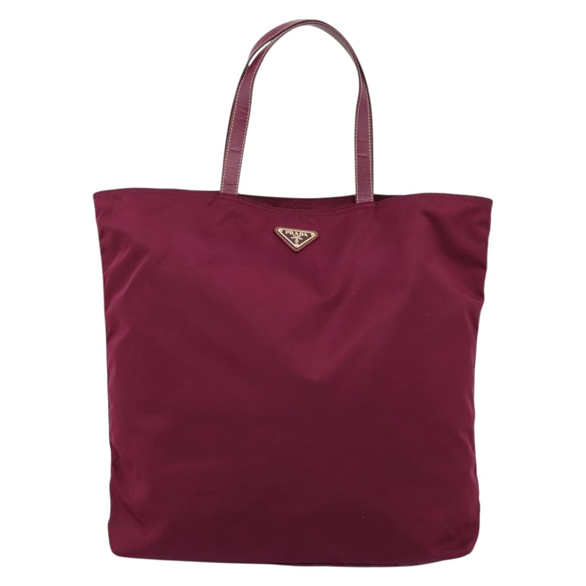 PRADA Tote Bag Nylon Purple Gold Tone Auth 202217A