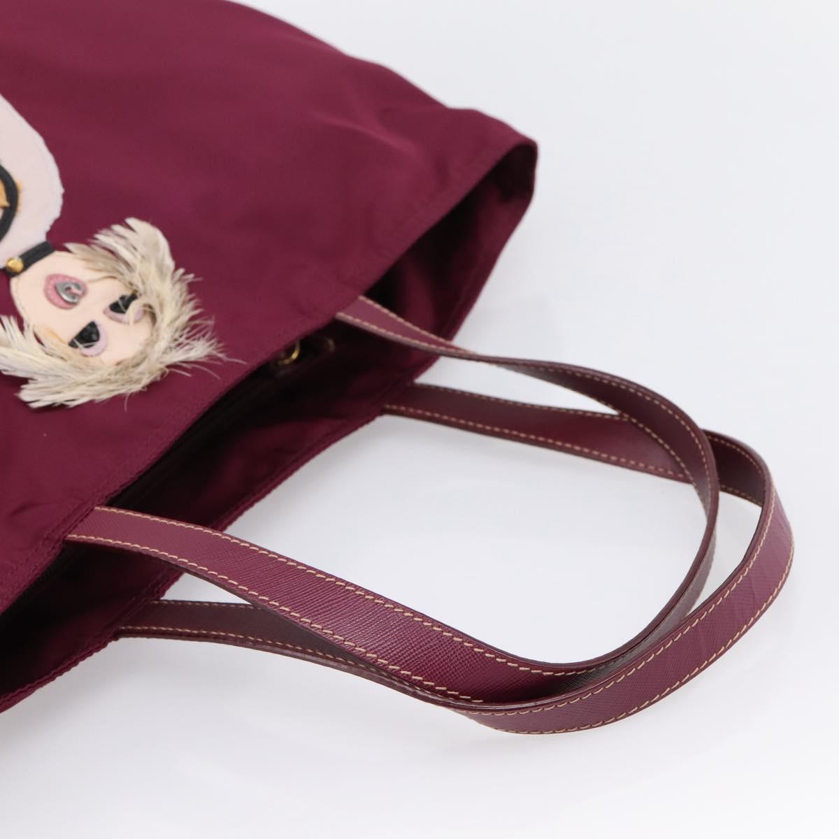 PRADA Tote Bag Nylon Purple Gold Tone Auth 202217A