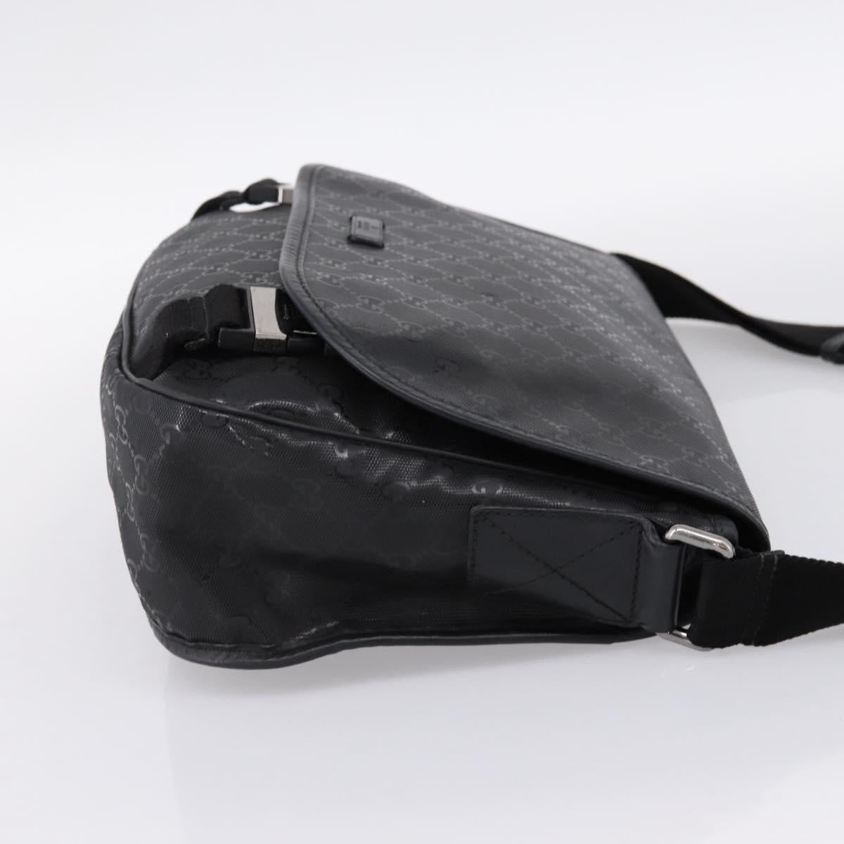 GUCCI GG Implementation Shoulder Bag PVC Black Silver 201732 Auth 202218A